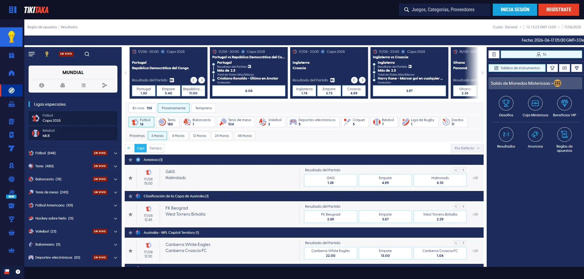 TikiTaka Casino home page